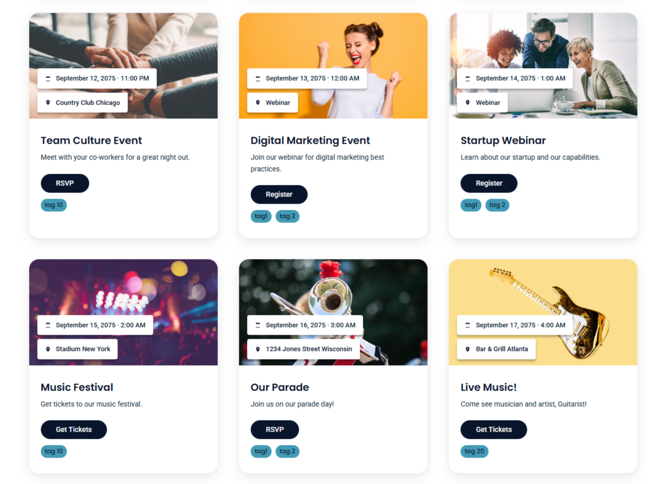 Beautifully and easily display your events on any of your pages.